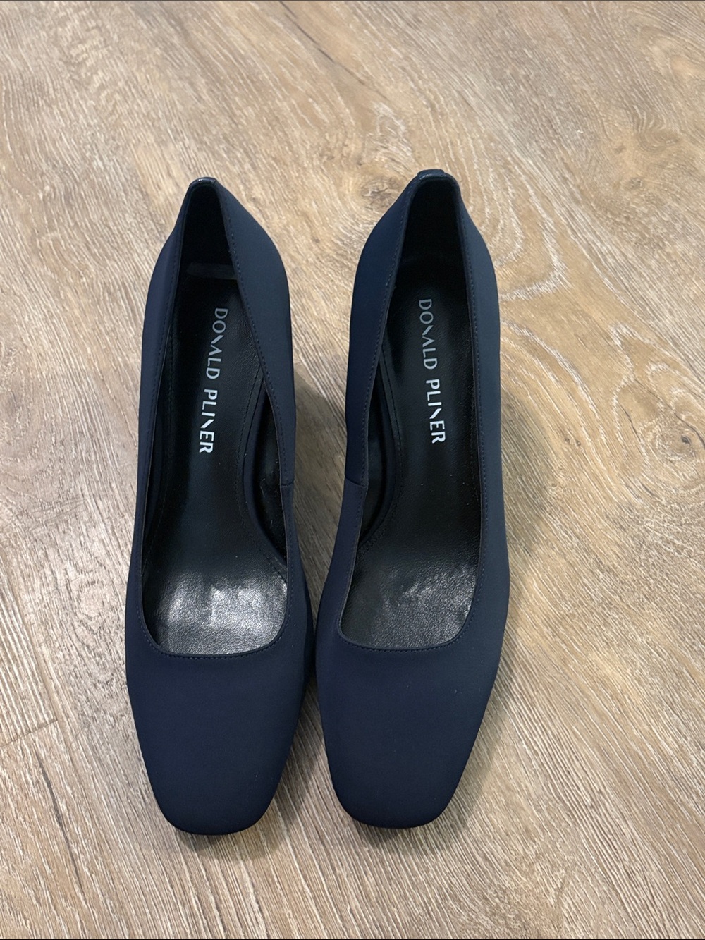 Donald J. Pliner Navy Square-Toe Block Heel Pumps